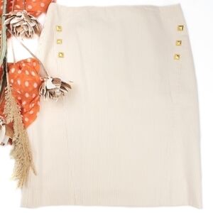 Antonio Melani Orange Cream Striped Gold Buttoned Skirt Sz 2